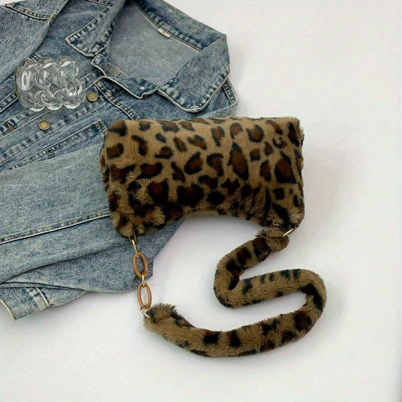 Women'S Leopard Print Fluffy Shoulder Bag Perfect for Casual or Formal Occasions, Casual Shoulder Bag | Leopard Print Design
