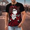 Funny Christmas Pattern T-Shirt For Men Santa Claus Music 3D Print Tees Summer Casual Short Sleeve Loose T Shirts Round Neck Top