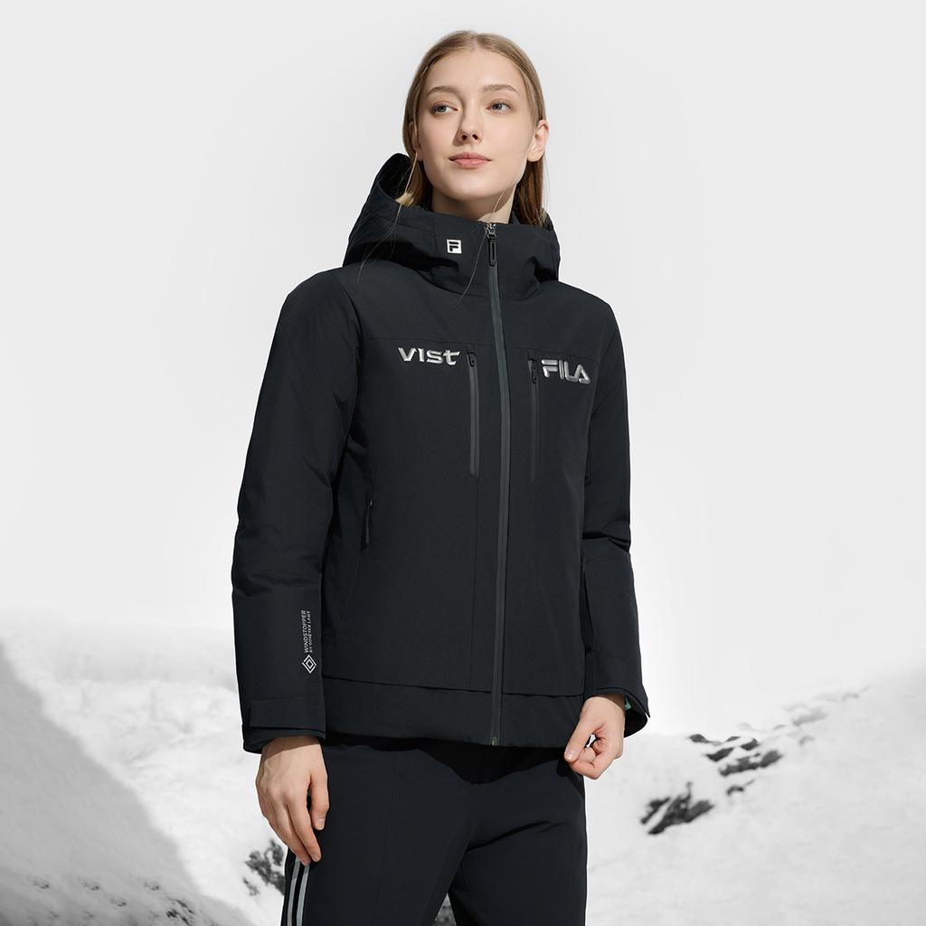 Fila Basic Versatile Warm Hooded Long Sleeve Down Jacket Women Outerwear Deep-Black A11W446907F-BK
