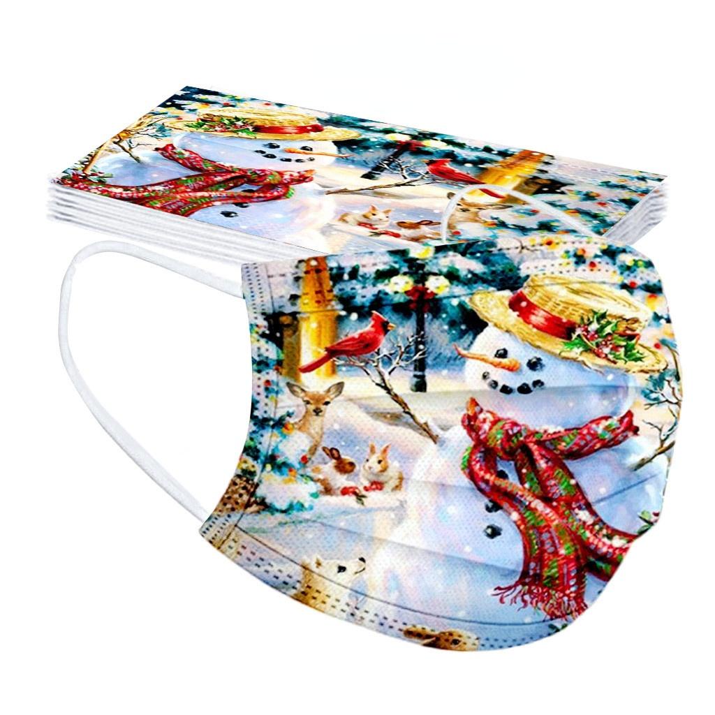 20 Stück Gesichtsmaske für Erwachsene Einweg-Gesichtsmaske Weihnachten 3D-Druck 3-lagig Ohrschlaufe Unisex Mundschutz Mascarillas Kinder Maske