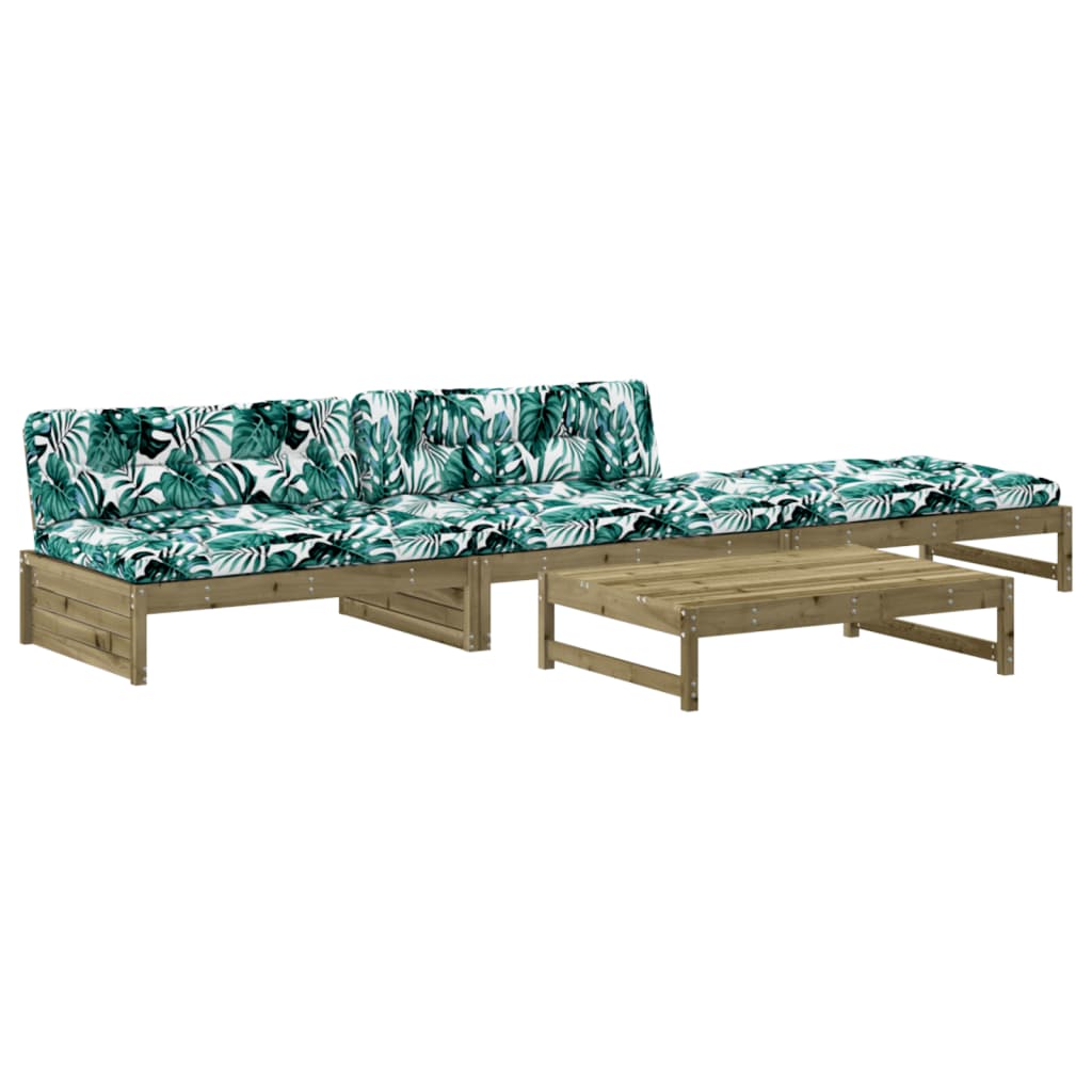 4 Piece Garden Lounge Set with Cushions Pressure Treated Pine Wood