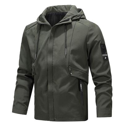 2025 Men's Urban Casual Hooded Jacket - Solid Color, Long Sleeve Fashion