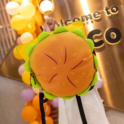 Sac à dos Hamburger avec Bretelles Réglables Design 3D Réaliste Grande Capacité Compartiments Spacieux Cheeseburger