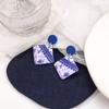 Chinese Style Blue and White Porcelain Earrings Wave Point Elegant Geometric Earrings  Lady/Gifts