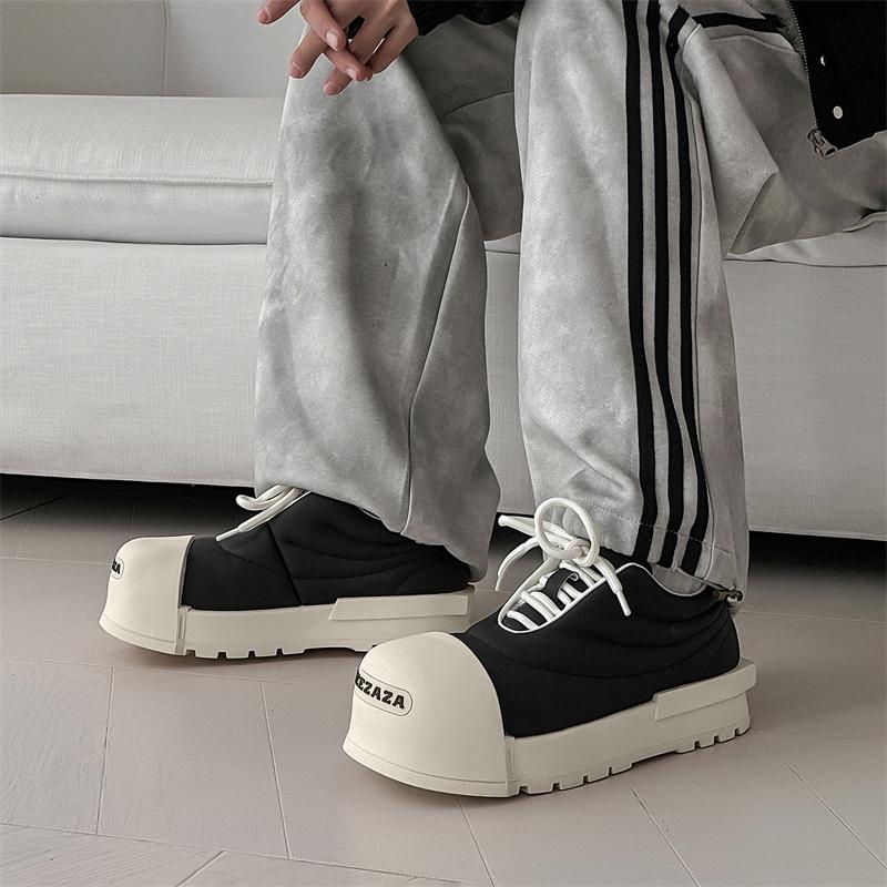 Fashion Trendy Men's Shoes Thick Bottom Height Increasing Style Fashion Street Walking Black and White Casual Shoes Handsome Young