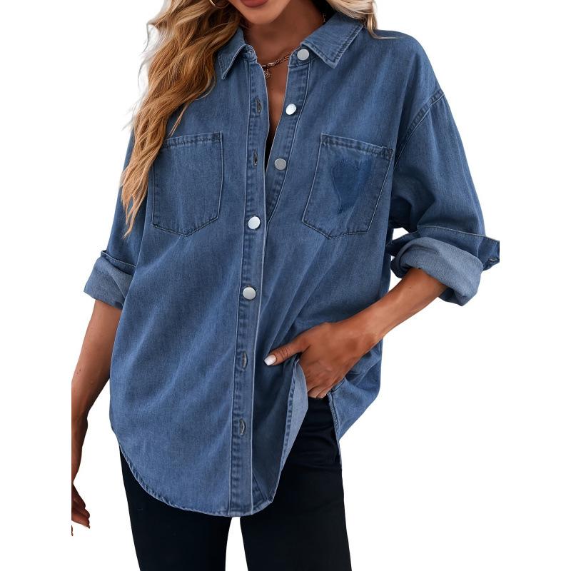 2026 New European & American Women's Casual Denim Boyfriend Shirt Jacket