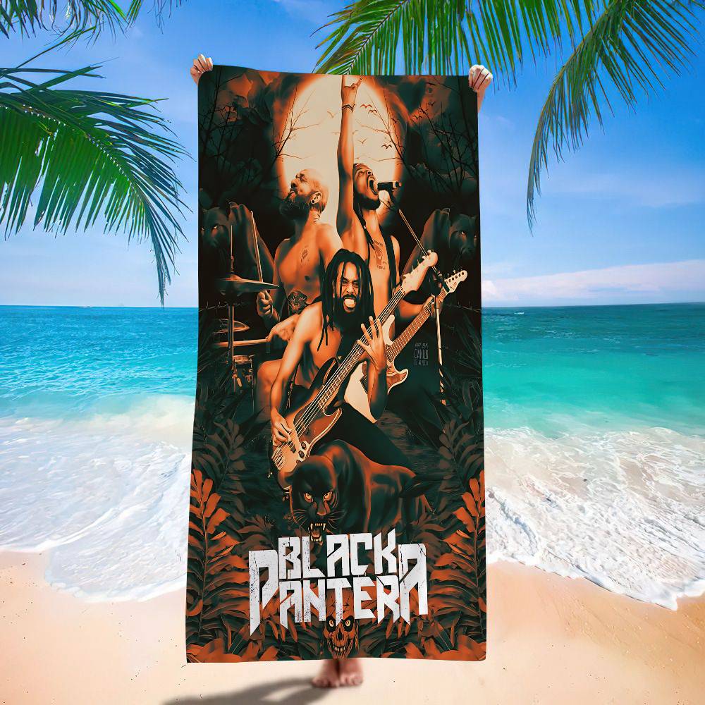 P-Pantera Band Microfiber Blanket Quick Drying Beach Towels Oversized Printing Super Absorbent Pool Towel Blanket