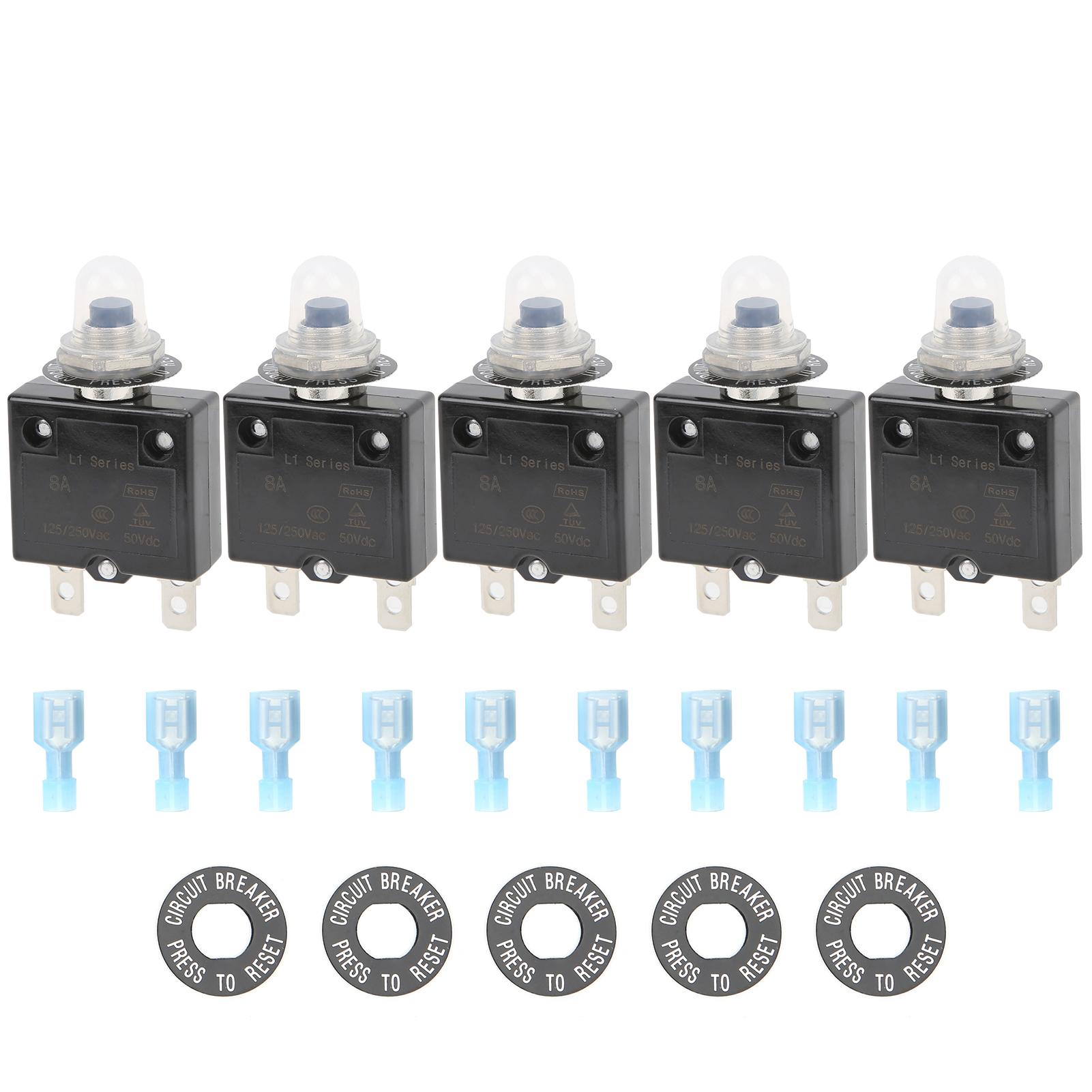 

8A Термічний автоматичний вимикач з швидкороз ємними клемами Водонепроникна кришка Кнопка Ручне скидання