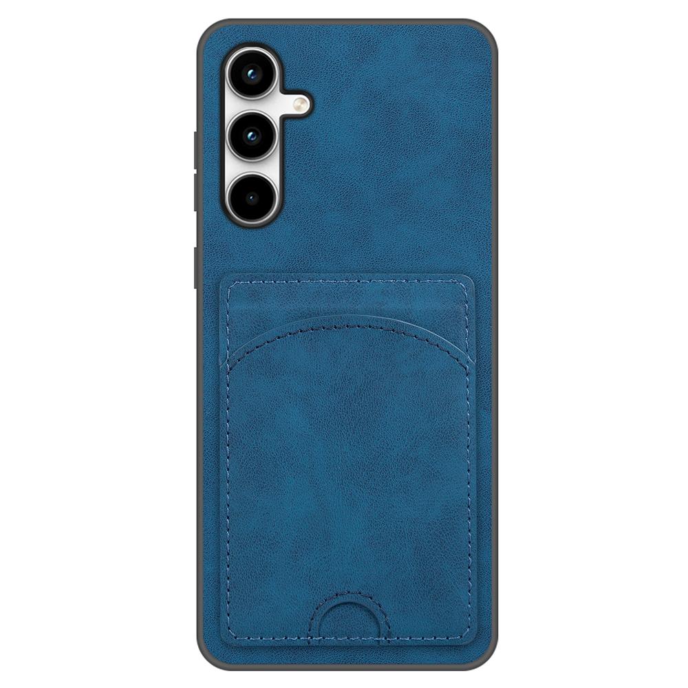 

For Samsung Galaxy A26 5G Case Kickstand Leather Coated TPU Phone Cover with Card Slot Blue