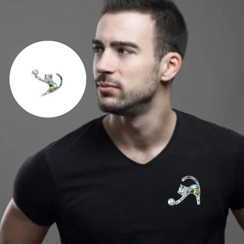 Trendy Cats Inspired Shell Brooch With Secure Fastening Stylish Outfit Enhancer Fashion Jewelry Accessory