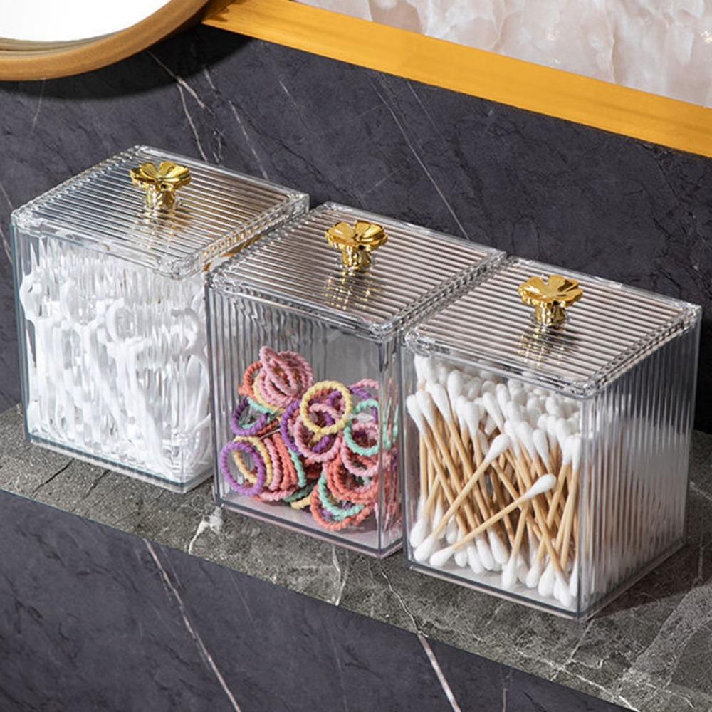 Acrylic Cotton Swab Cotton Pad Storage Box Desktop Dresser Dustproof Transparent Makeup Remover Cotton Lipstick Cosmetic Box