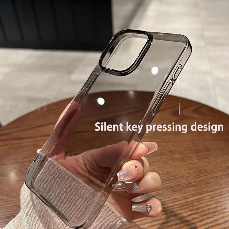 Luxury Transparent Black Ultra Thin PC Phone Case For iPhone 16 15 14 Plus 13 12 Pro Max Shockproof Slim Silky Skin Back Cover