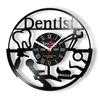 Soins Dentaires Décoration de Clinique Dentaire Horloge Murale Personnalisée Nom du Dentiste Personnalisable Logo Disque Vinyle Montre Murale Cadeau Dentiste
