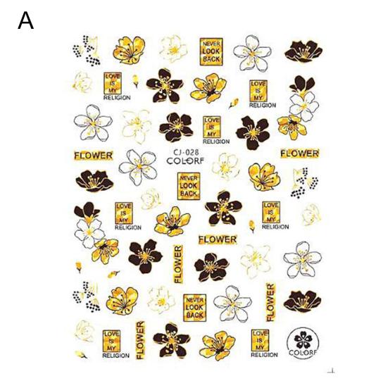 Nail Sticker Glitter 3D Effects Ultra Thin Bronzing Leaves Tree Nail Iridescent Sticker
