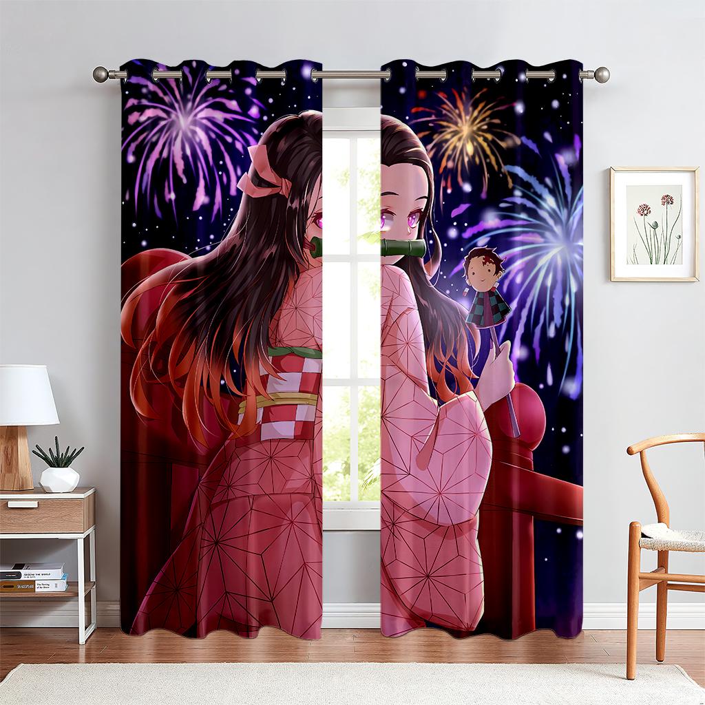3D Cartoon Anime Character Curtains Children's Favorite Bedroom Decor Anime Curtains 2 Panels Boy Girl Room Den Window Decor