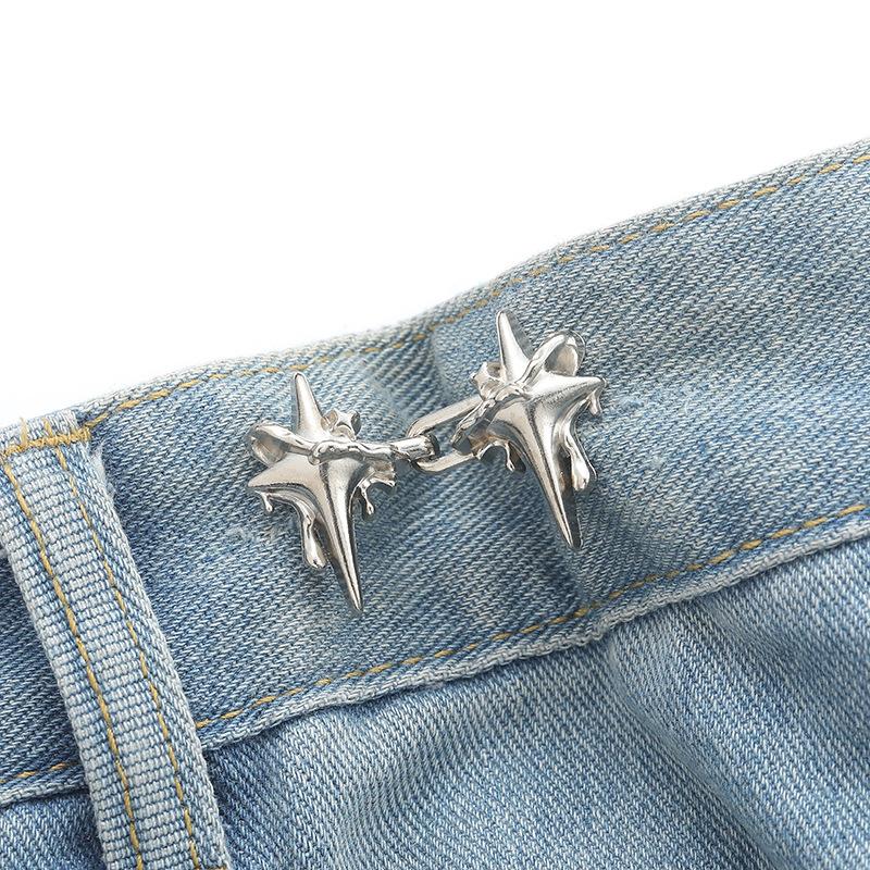 

Регулируемая пряжка на талии в форме креста и звезды для джинсов, брюк, пуговицы, съемные металлические пуговицы, утягивающий пояс, аксессуары для одежды серебряный