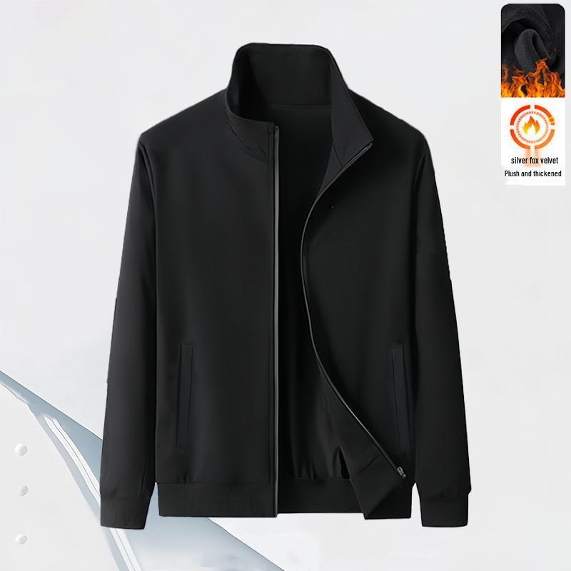 Men s Velvet-Lined Autumn/Winter Cardigan Hoodie with Stand Collar 3XL (145-160 lbs)