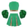 Girl's Cheerleading Uniform Fancy Dress Outfit Cosplay Halloween Costume Crop Top with Skirt and Hand Flowers