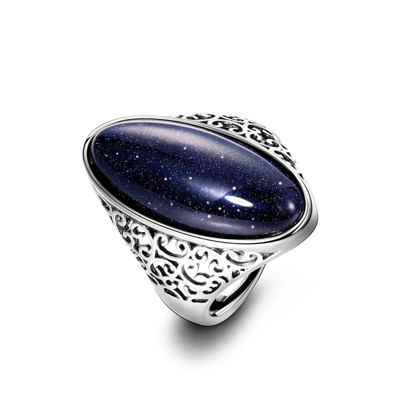 Women's Ring CopperJewelry Vintage Blue Sand Hollow Elegant Ring Gift Party Wedding