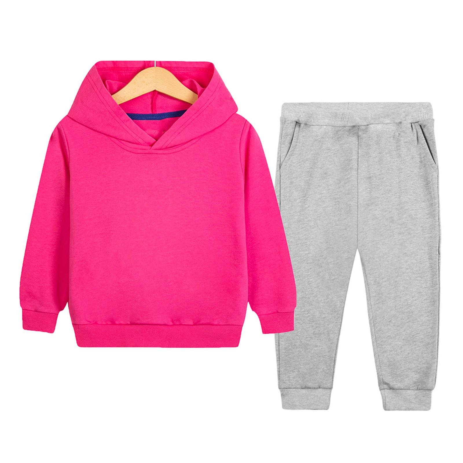 

Детский костюм для мальчиков и девочек, зимний спортивный костюм с длинными рукавами и штанами с капюшоном 140 горячий розовый