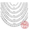 Men's 925 Sterling Silver Necklace 2/4/6/8/10/12MM 40-75cm Chain Lobster Clasp Man And Women Engagement Jewelry