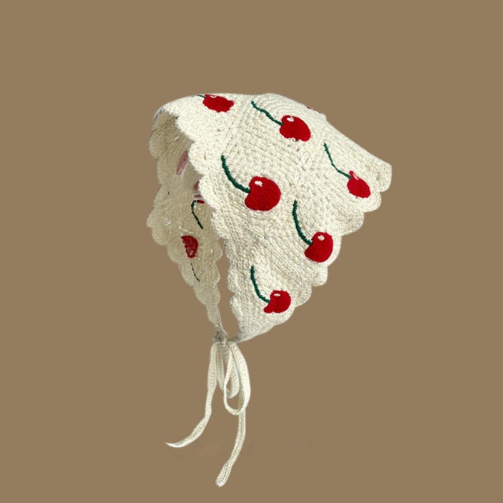 Knitted Triangle Headband Crochet Beach Vacation Headkerchief Sweet Girl Flower Headscarf