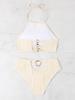 2024 European & American Solid Color High Waist Split Bikini Swimsuit for Women