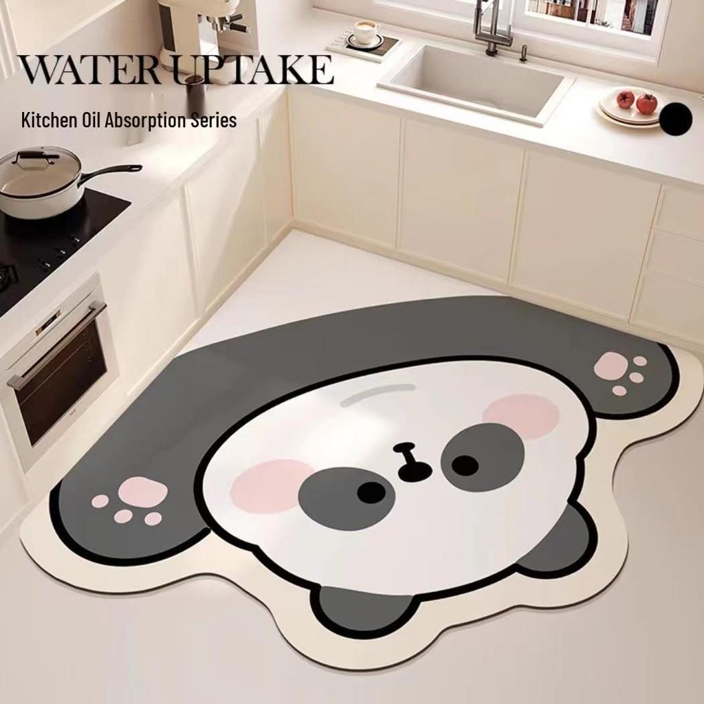 Cartoon Non-Slip Water-Absorbing Floor Mat for Kitchen, Bathroom, and Toilet - Easy Clean, Stain & Wear Resistant.