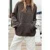 Women Loose Long Sleeve Hooded Knitted Sweater Casual Pullover Pure Color Hoodie Front Pocket Loose Fit Sweater Tops