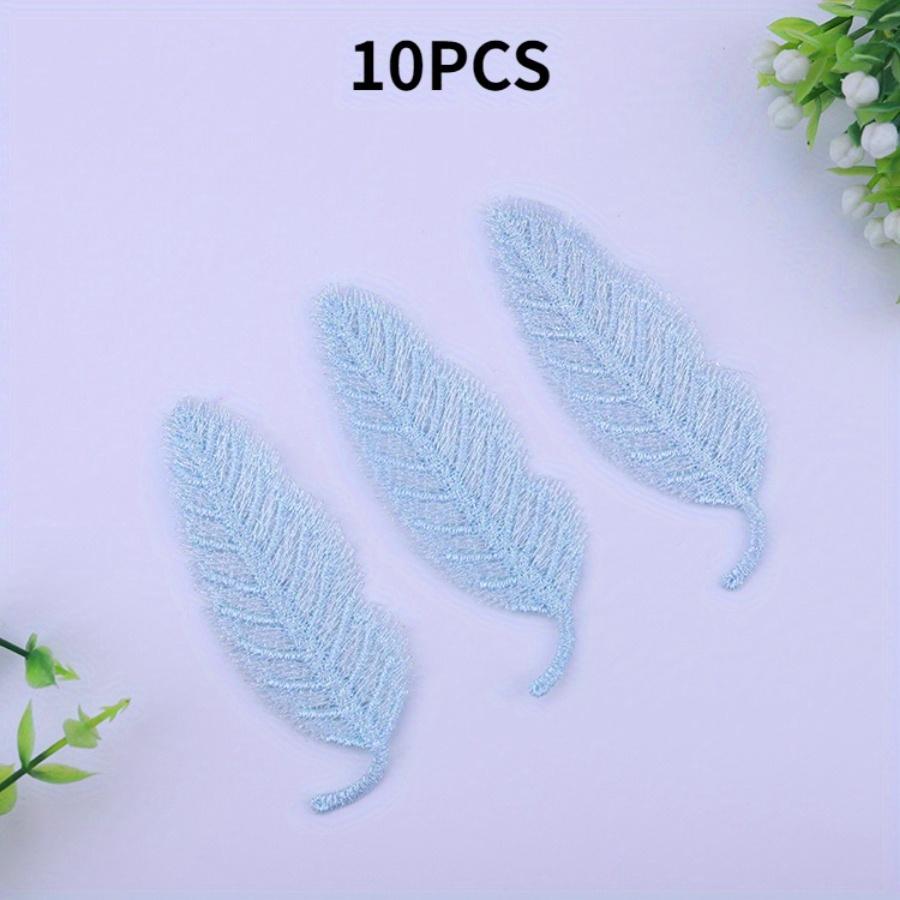 

10PCS Lace Feather Embroidery Applique Clothing Accessories Decorative Patch DIY Color Embroidery Feather Applique Making Clothing Jewelry Materials 10pcs