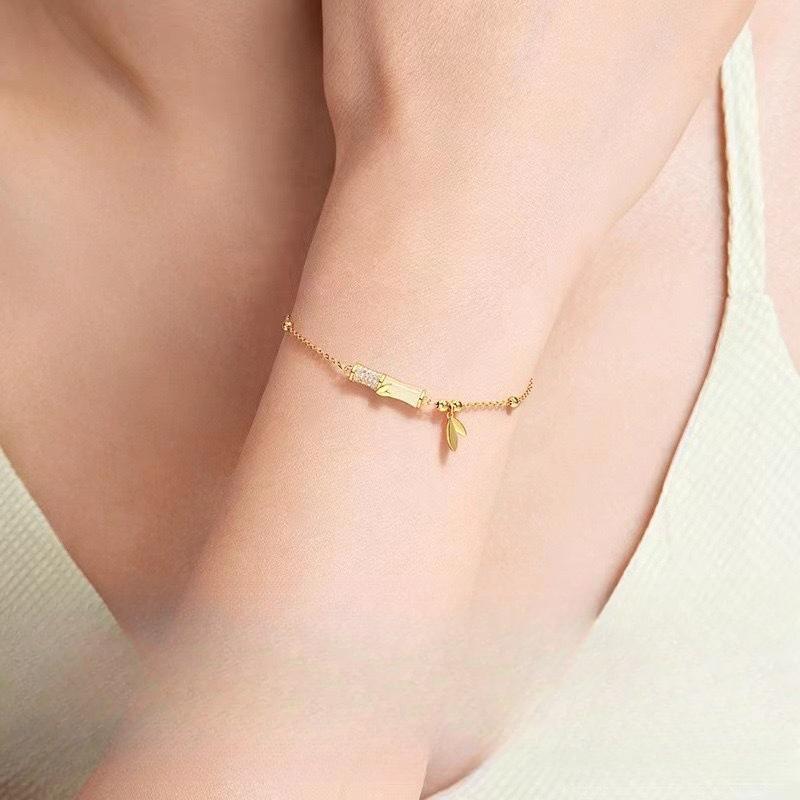 The New Model Has You Bamboo Enough Bamboo Bracelet Women's Light Luxury High-end Jewelry National Style Imitation Hetian Jade Bracelet Jewelry