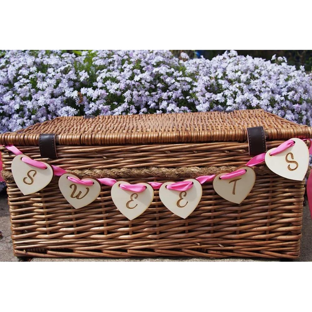 

Wooden Wedding Card Sign Bunting Rustic Heart Garland Boho Wedding Favours Bachelorette Party Banner Valentine s Day Gift Sign single10cm