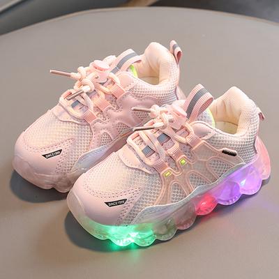 Spring Autumn New Mesh Children Running Shoes LED Lighted Boys Sneakers Kids Breathable Girls Shoes Student Casual Tennis Shoes
