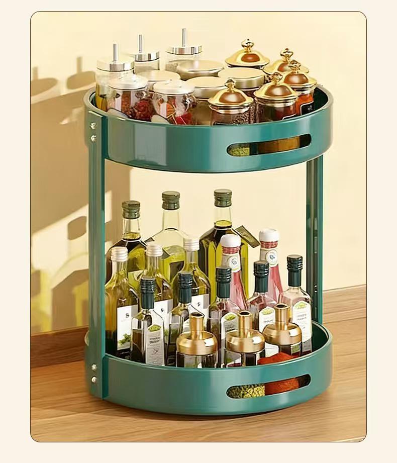 360° Rotating Kitchen Spice Rack: Multi-layer Storage and Seasoning Holder