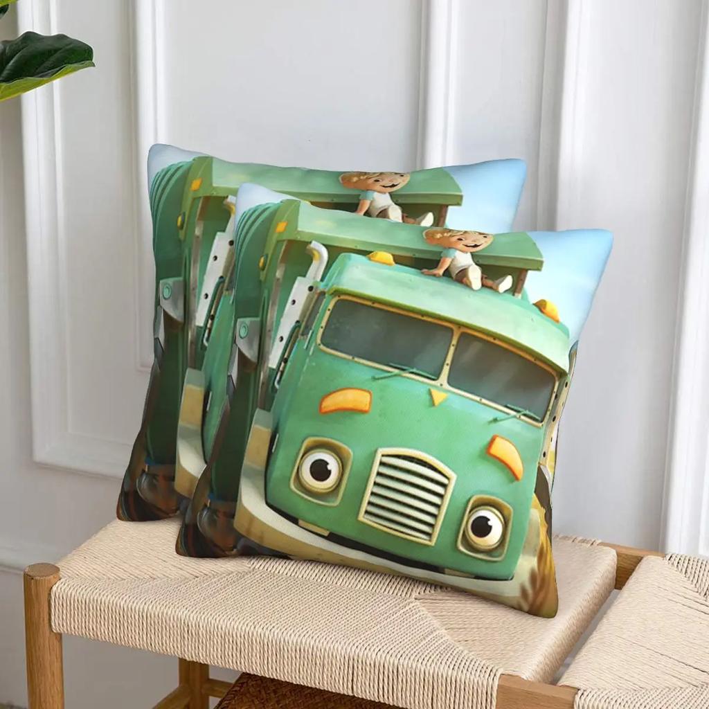 Hank And Trash Truck Cartoon 2 Pcs Square Pillowcase Pillow Cover Cushion Decor Comfort Throw Pillow For Home Car