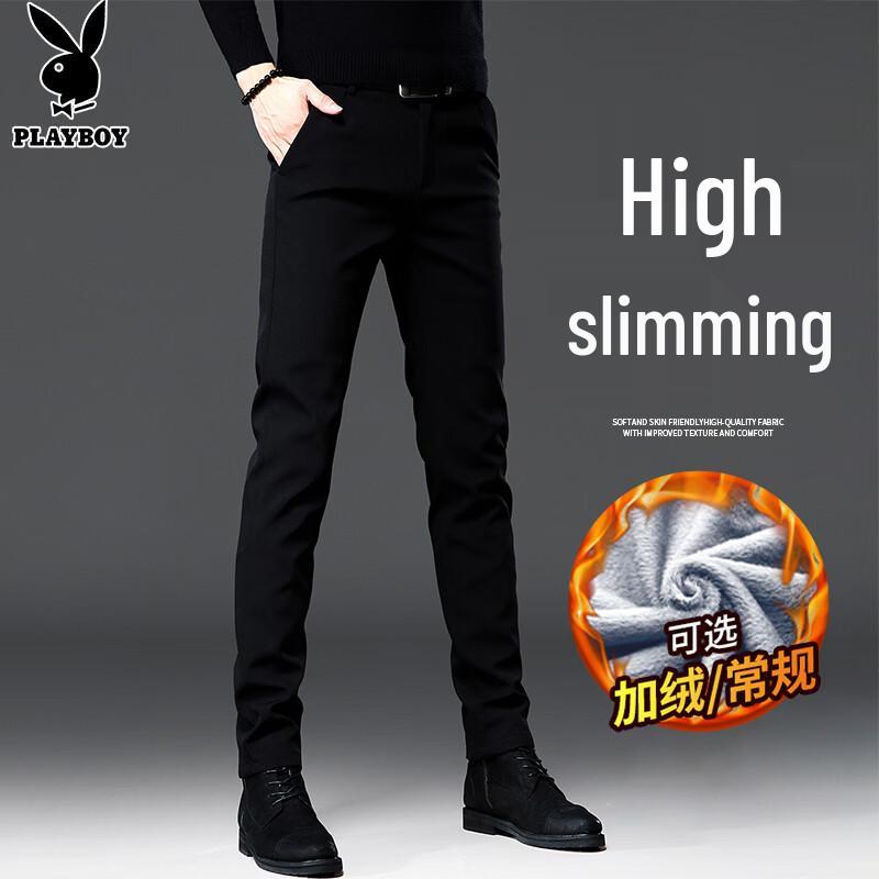 PLAYBOY Men s Business Casual Straight Fit Trousers 32