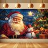 1pc Retro Santa Claus and Snowman Christmas Party Banner Featuring a Festive Winter Scene Is Perfect for Holiday Wall Decorati