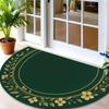 1Pcs Green Gold Floral Semi Circle Welcome Doormat Non-Slip for Outdoor Patio Porch Kitchen Bathroom Entryway Floor Mat