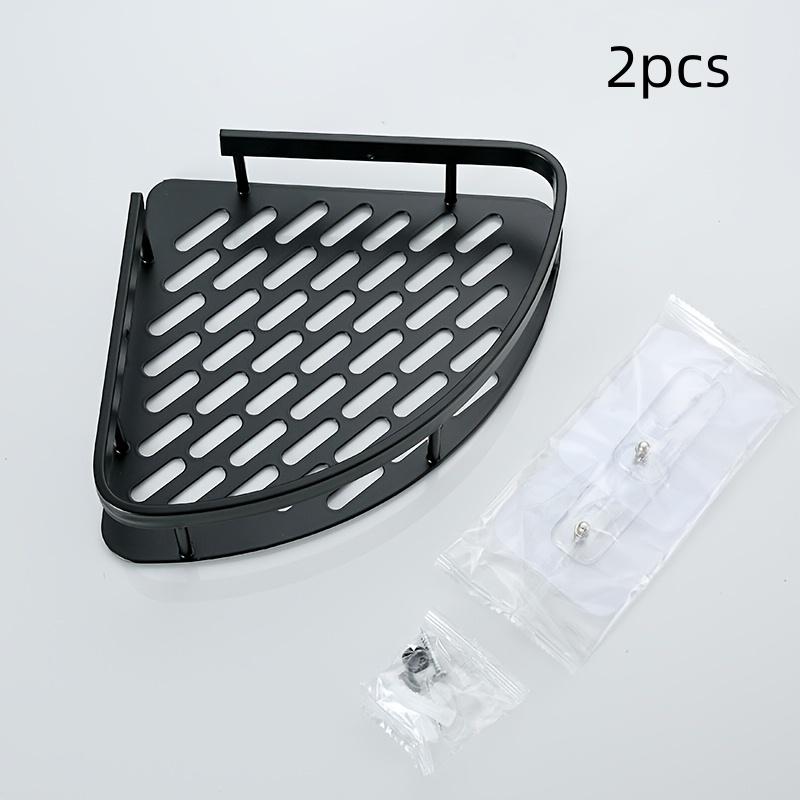 2pcs/Minimalist Aluminum Bathroom Corner Shelf, No-Drill Wall-Mounted Double-Tier Storage Rack