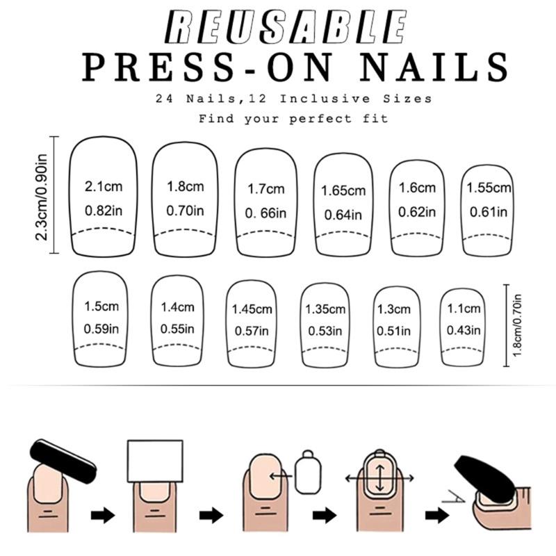 French Leopard Print Press On Nail Square Coffin Nail Medium Designs Full Cover Artificial Nail Stick on Nail 24Pcs