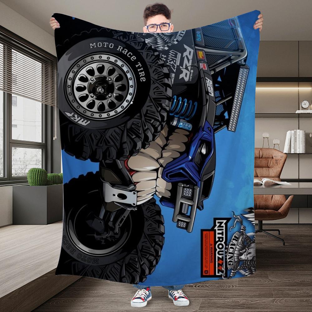 New Monster Truck Blanket Cartoon Flannel Throw Blankets for All Season Kids Boys Track Bed Sofa Blanket