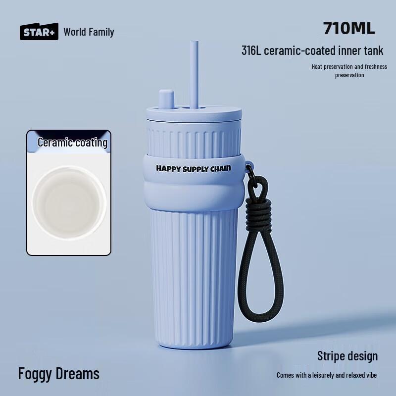 Shidajia Portable Insulated Coffee Mug with Straw