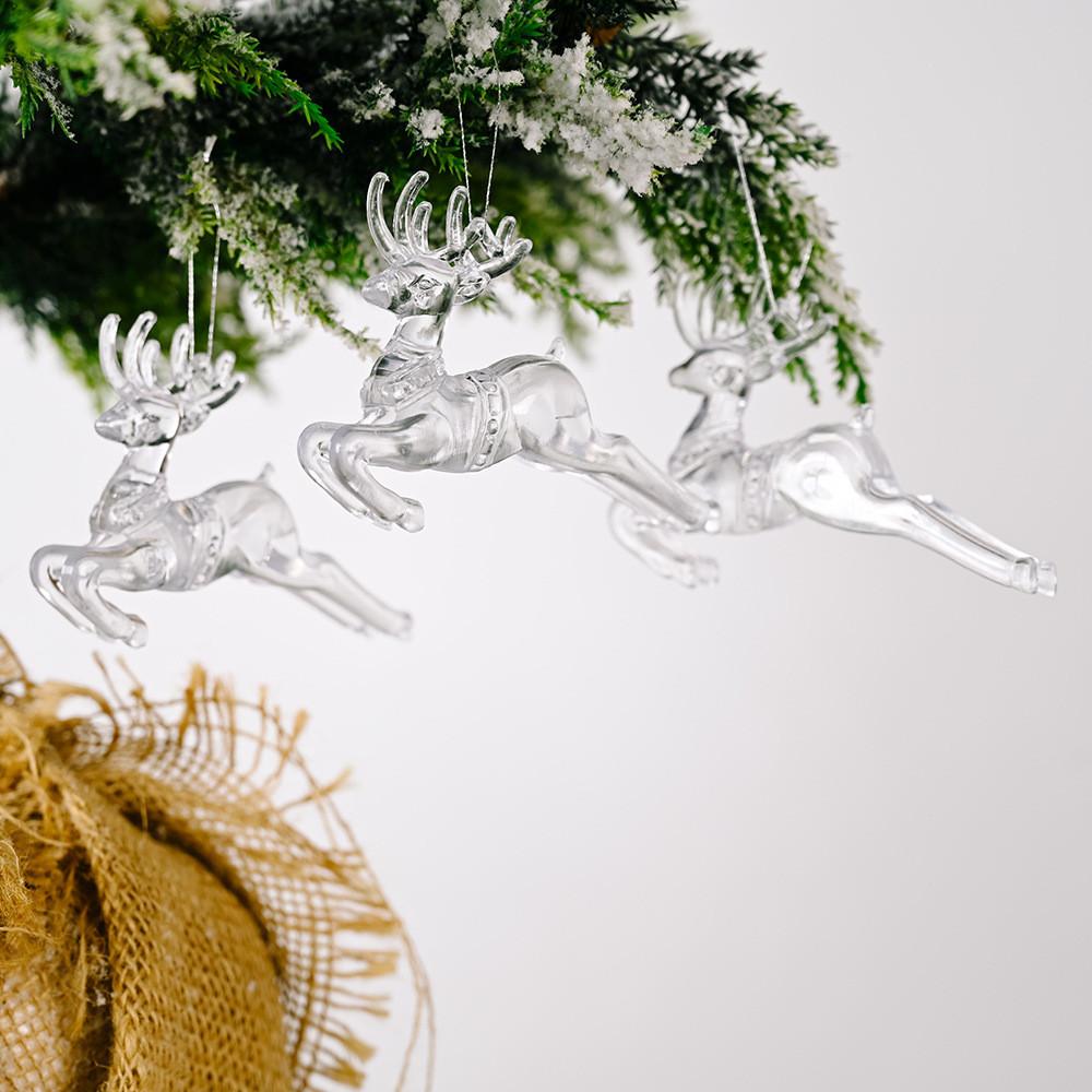 Tree Christmas Decoration Transparent Snowflake Pendant Deer Hanging Pendant
