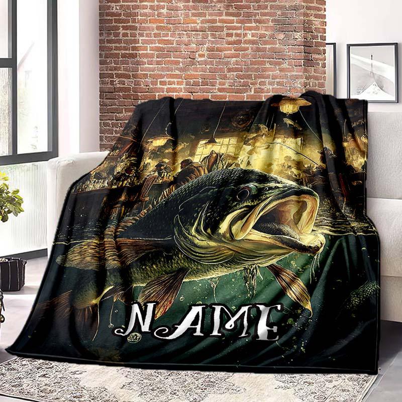 Fish Underwater Customize Your Name Blanket Used For Chair Office Sofa Bed Camping Soft And Warm Giving Friends And Relatives Birthday Graduation Gift