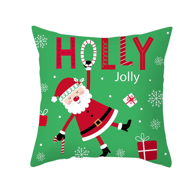 Home Products Christmas Cushion Cover Cartoon Letter Print Peach Skin Cushion Cover