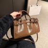 2026 New Fashiable Colorblock Women's Commuter Crossbody Bag Retro Large Capacity Shoulder Bag with WaxInfused Leather