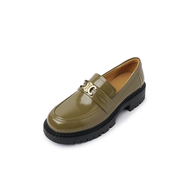 

Factory direct sales bao thick-soled Arc de Triomphe loafers 2025 autumn new full leather round head small leather shoes inside and outside 34