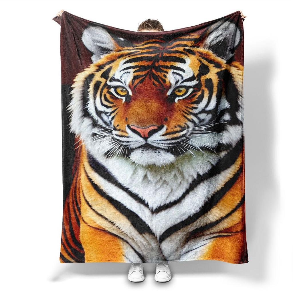 Majestic Tiger Print Flannel Throw Blanket Soft Cozy Fleece for Home Office Sofa All Season Gift 150x200cm