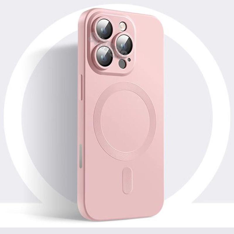 Luxury 16 Black Magsafe Magnetic Case for iPhone 16 15 14 13 12 11 Pro Max Plus Soft Silicone Matte Antiskid Lens Protect Cover
