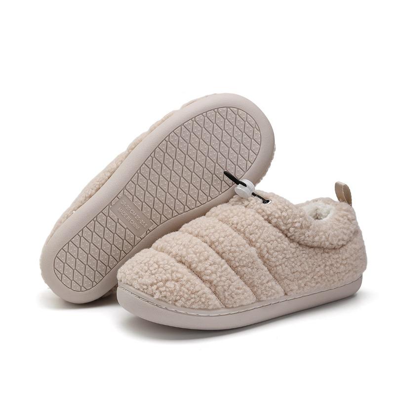 Cross-border wholesale autumn and winter home button straight cotton shoes thickened warm indoor non-slip velvet outer cotton slippers